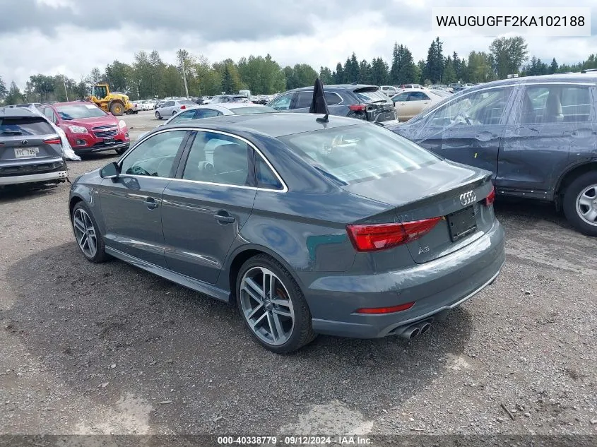 2019 Audi A3 40 Premium VIN: WAUGUGFF2KA102188 Lot: 40338779