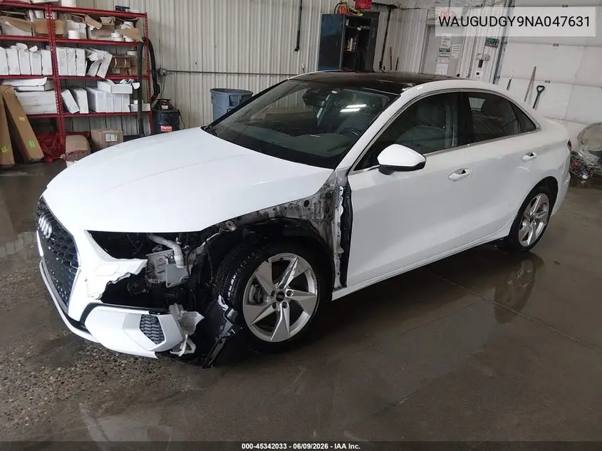 2022 Audi A3 Premium 40 Tfsi Quattro S Tronic VIN: WAUGUDGY9NA047631 Lot: 45342033