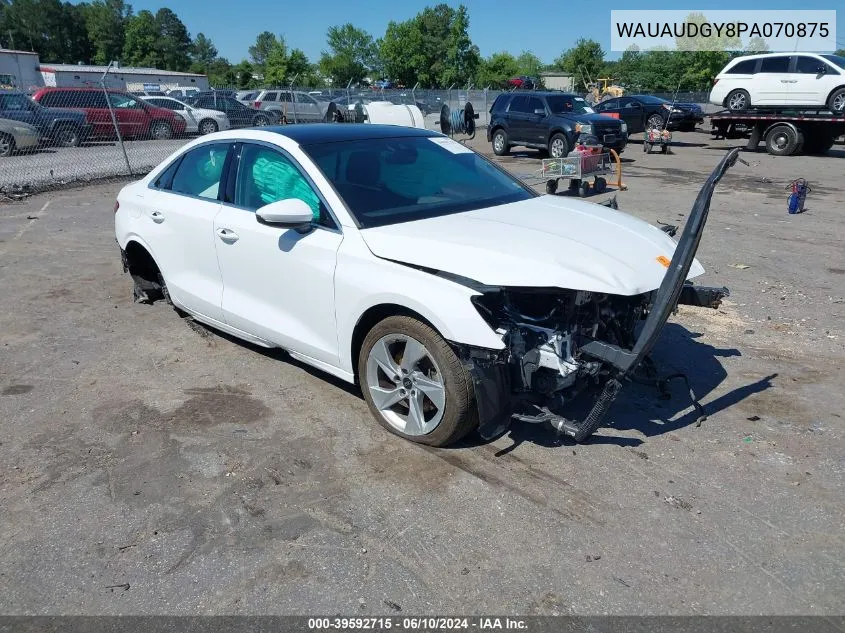 2023 Audi A3 Premium 40 Tfsi Front-Wheel Drive S Tronic VIN: WAUAUDGY8PA070875 Lot: 39592715