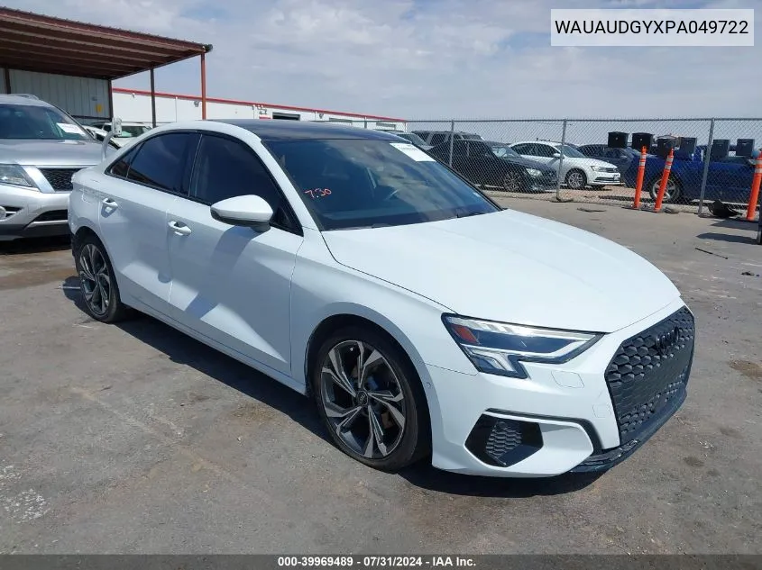 2023 Audi A3 Premium 40 Tfsi Front-Wheel Drive S Tronic VIN: WAUAUDGYXPA049722 Lot: 39969489