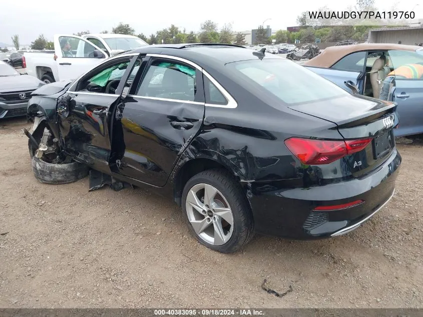 2023 Audi A3 Premium 40 Tfsi Front-Wheel Drive S Tronic VIN: WAUAUDGY7PA119760 Lot: 40383095