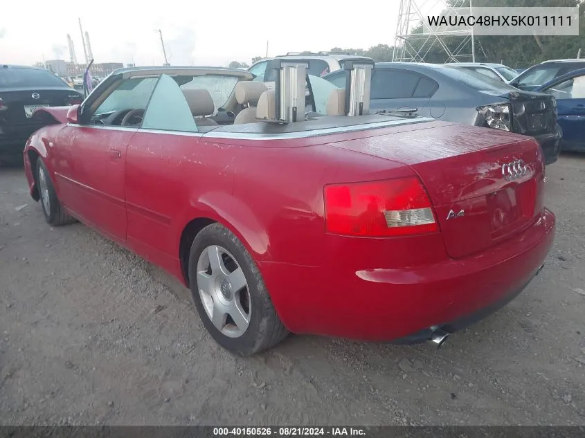 WAUAC48HX5K011111 2005 Audi A4 1.8 Cabriolet