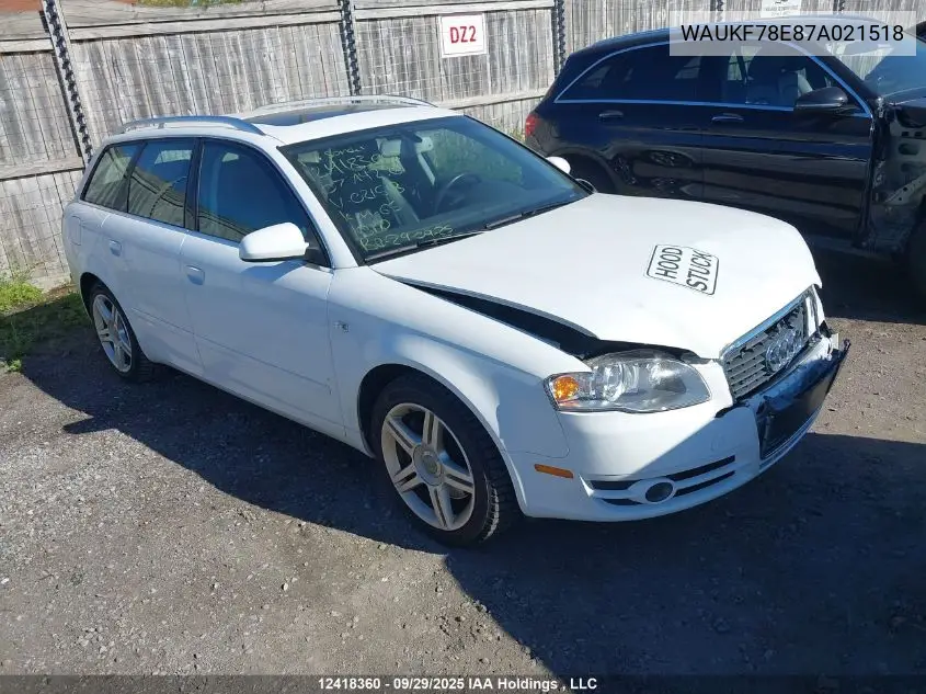 WAUKF78E87A021518 2007 Audi A4 2.0T Avant Quattro