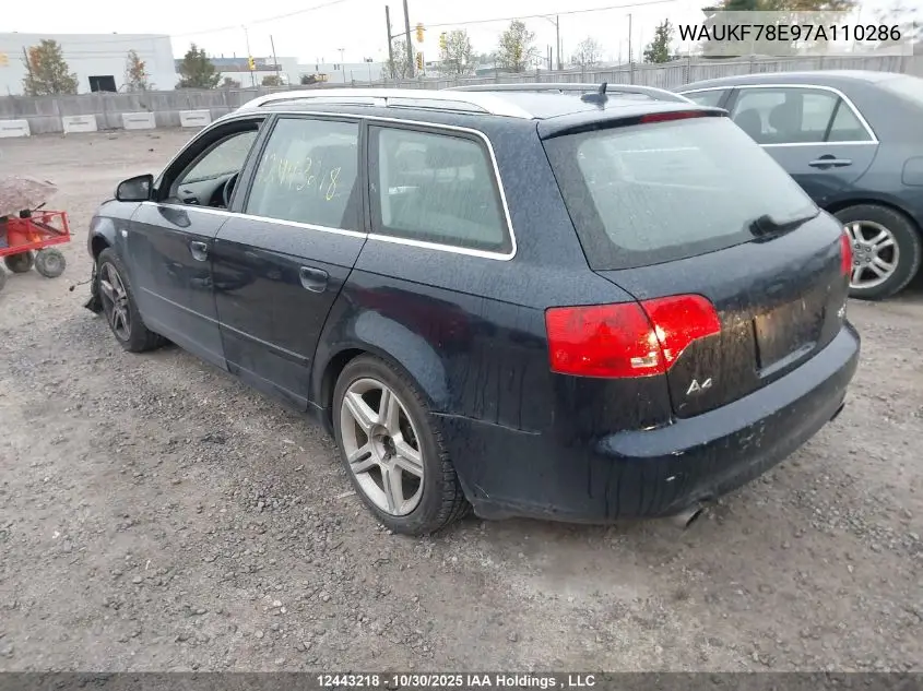 WAUKF78E97A110286 2007 Audi A4 2.0T Avant Quattro