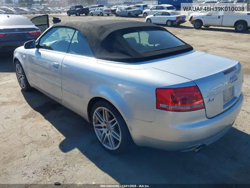 WAUAF48H39K010038 2009 Audi A4 2.0T Cabriolet