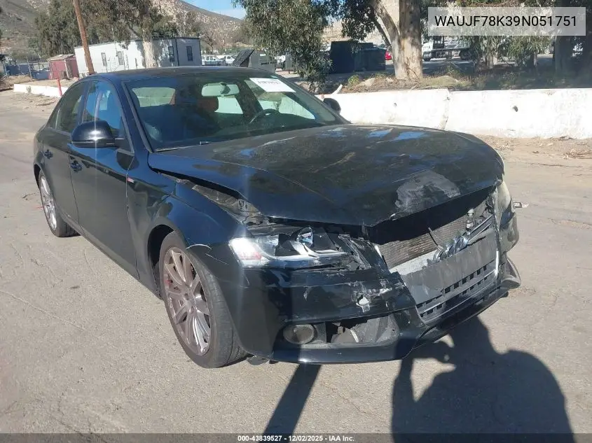 WAUJF78K39N051751 2009 Audi A4 2.0T Premium