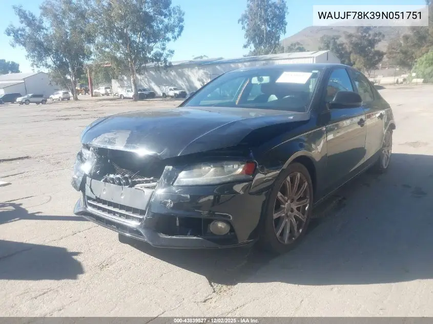 WAUJF78K39N051751 2009 Audi A4 2.0T Premium