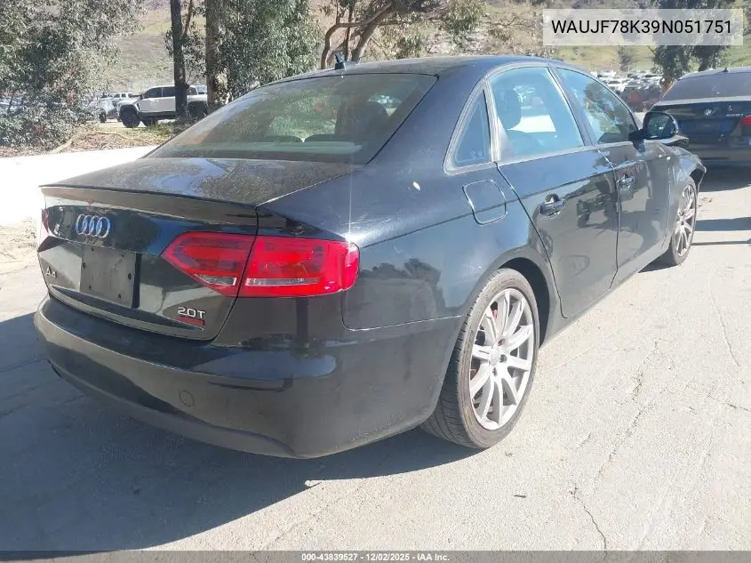 WAUJF78K39N051751 2009 Audi A4 2.0T Premium