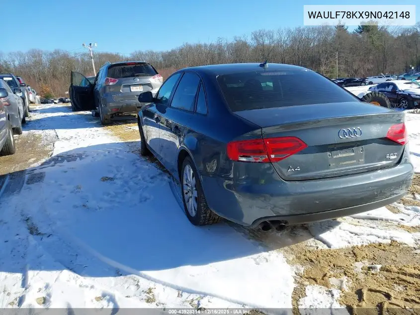 WAULF78KX9N042148 2009 Audi A4 2.0T Premium