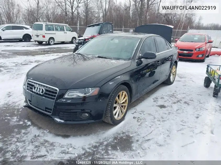 WAUFFCFL4AN022919 2010 Audi A4 2.0T Premium