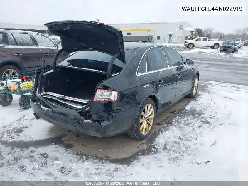 WAUFFCFL4AN022919 2010 Audi A4 2.0T Premium
