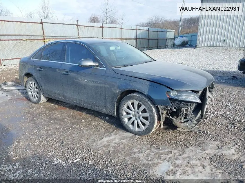 WAUFFAFLXAN022931 2010 Audi A4 2.0T Premium