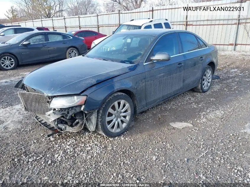 WAUFFAFLXAN022931 2010 Audi A4 2.0T Premium