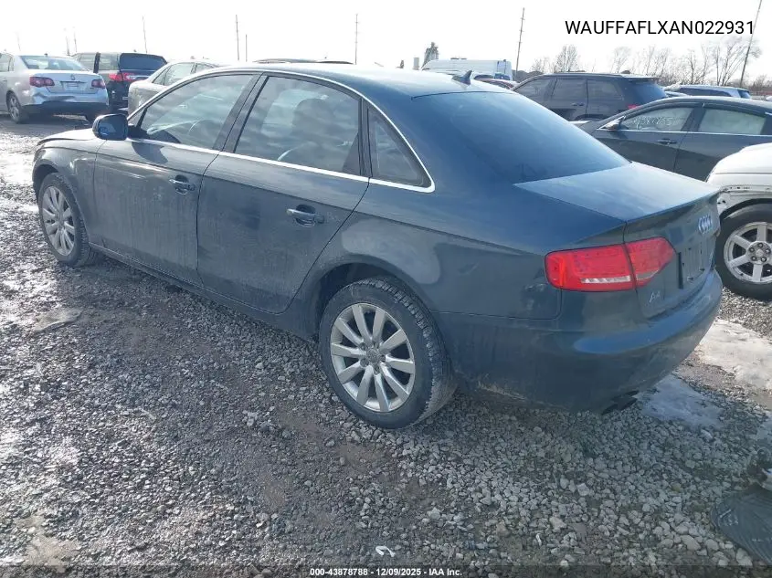 WAUFFAFLXAN022931 2010 Audi A4 2.0T Premium