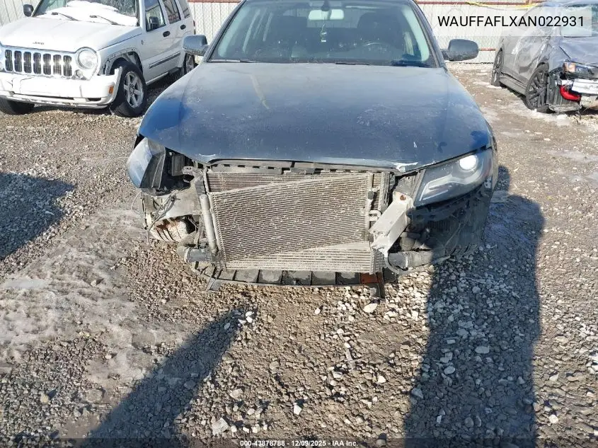 WAUFFAFLXAN022931 2010 Audi A4 2.0T Premium