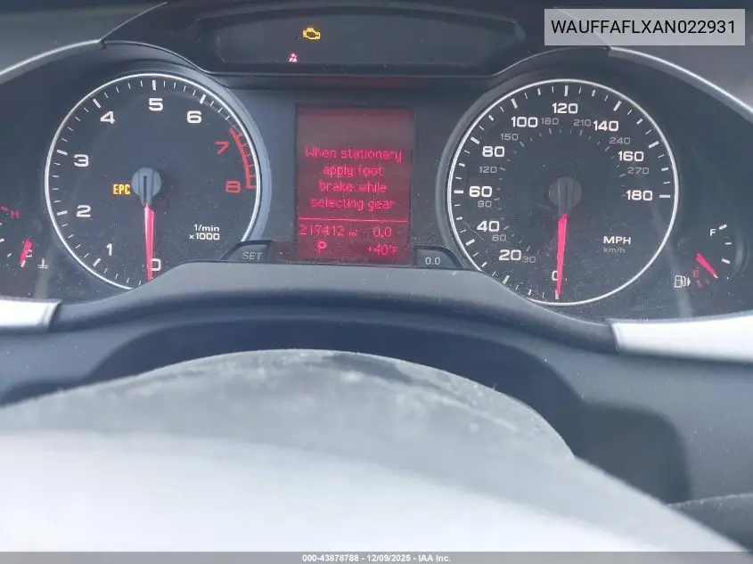 WAUFFAFLXAN022931 2010 Audi A4 2.0T Premium