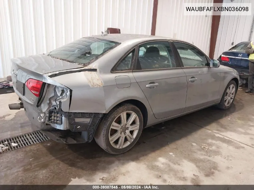 WAUBFAFLXBN036098 2011 Audi A4 2.0T Premium