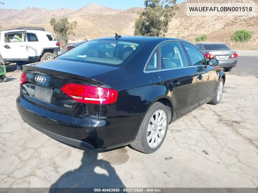 WAUEFAFL0BN001518 2011 Audi A4 2.0T Premium