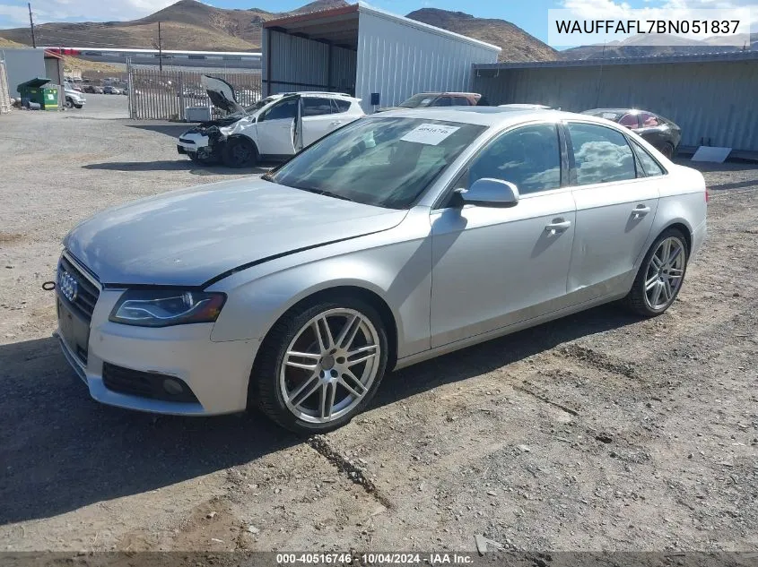 WAUFFAFL7BN051837 2011 Audi A4 2.0T Premium