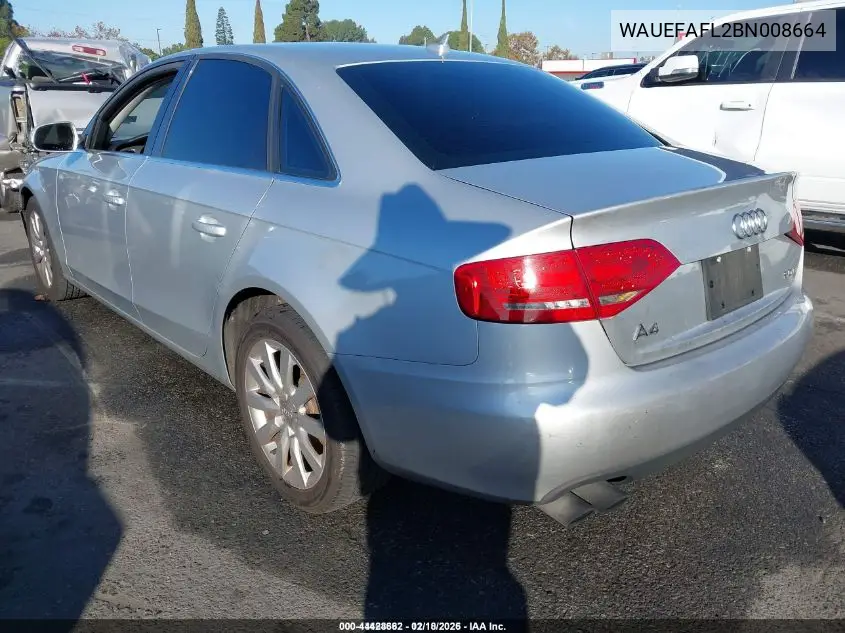 WAUEFAFL2BN008664 2011 Audi A4 2.0T Premium
