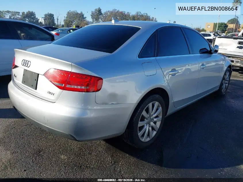 WAUEFAFL2BN008664 2011 Audi A4 2.0T Premium
