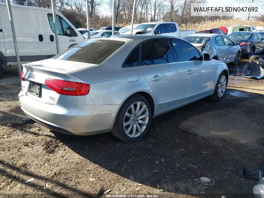 WAUFFAFL5DN047692 2013 Audi A4 2.0T Premium