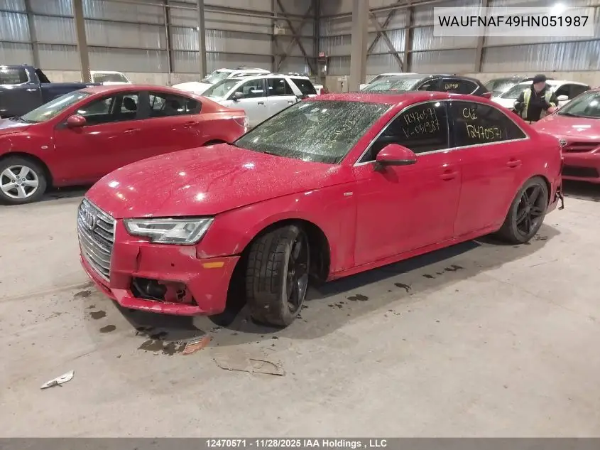WAUFNAF49HN051987 2017 Audi A4 2.0T Technik