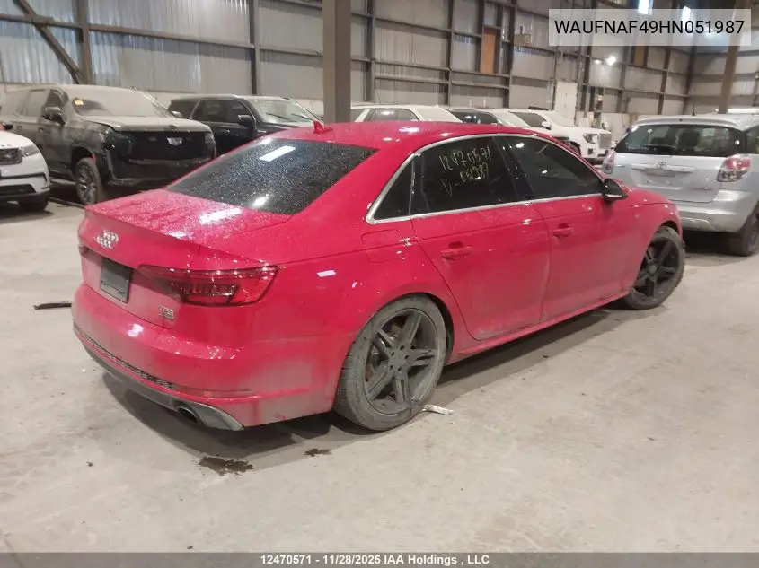 WAUFNAF49HN051987 2017 Audi A4 2.0T Technik