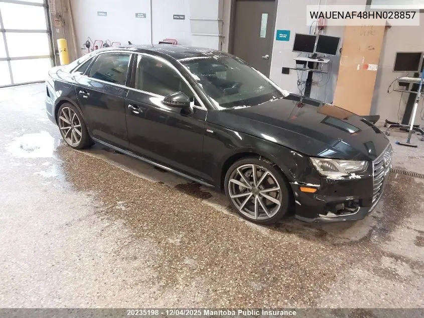 WAUENAF48HN028857 2017 Audi A4 2.0T Quattro