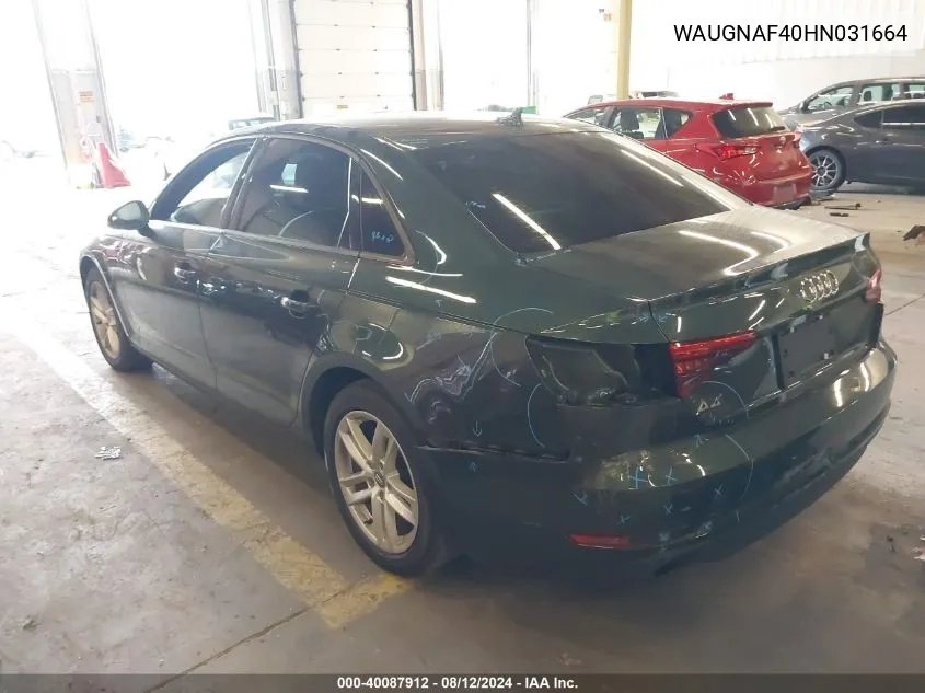 WAUGNAF40HN031664 2017 Audi A4 2.0T Premium