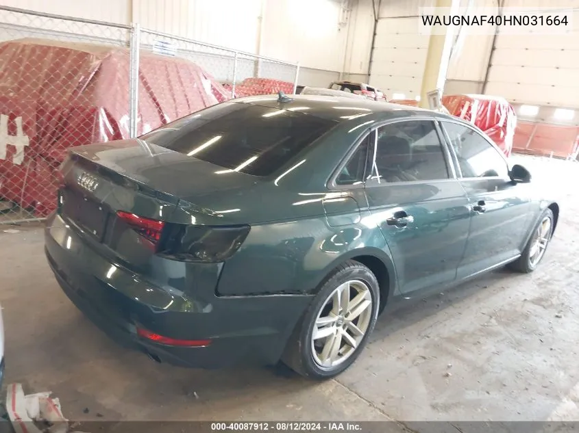 WAUGNAF40HN031664 2017 Audi A4 2.0T Premium