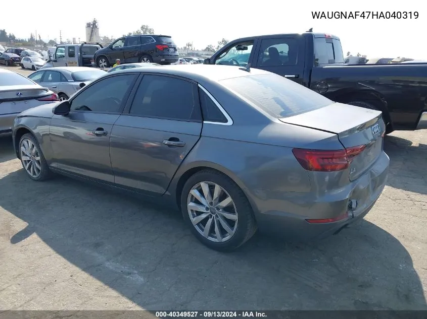 WAUGNAF47HA040319 2017 Audi A4 2.0T Premium