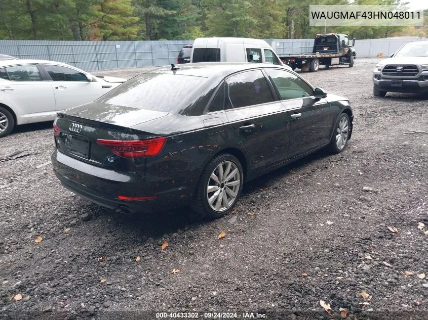 WAUGMAF43HN048011 2017 Audi A4 2.0T Ultra Premium