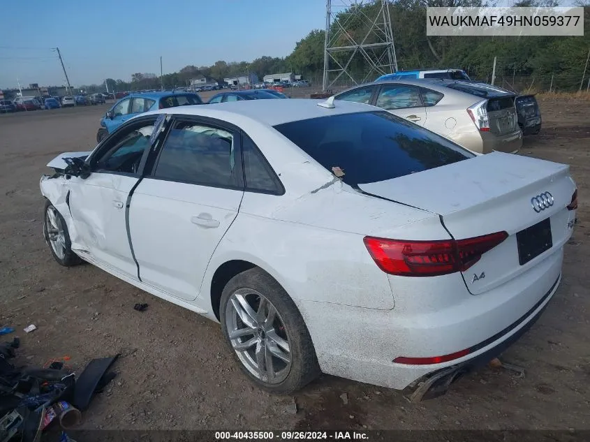 WAUKMAF49HN059377 2017 Audi A4 Season Of Audi Ultra Premium