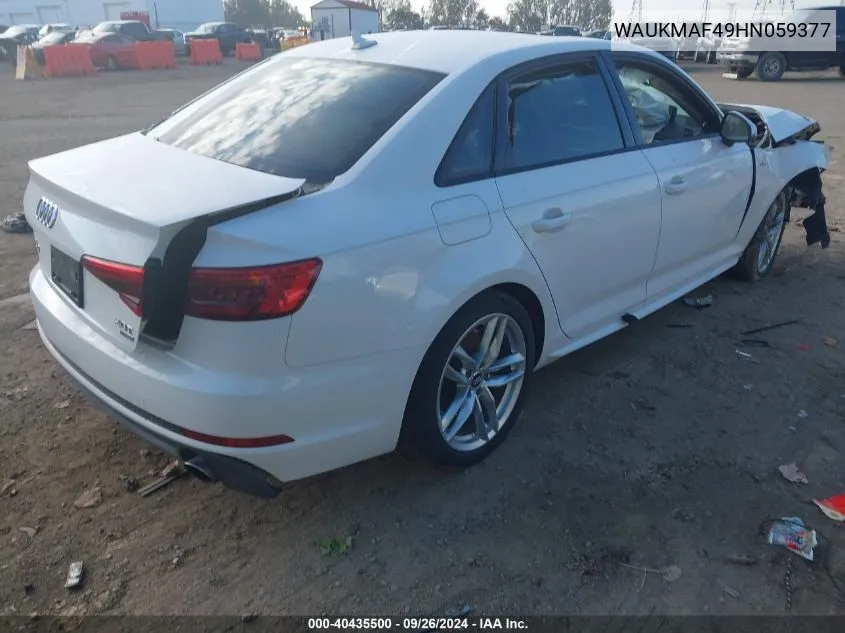 WAUKMAF49HN059377 2017 Audi A4 Season Of Audi Ultra Premium