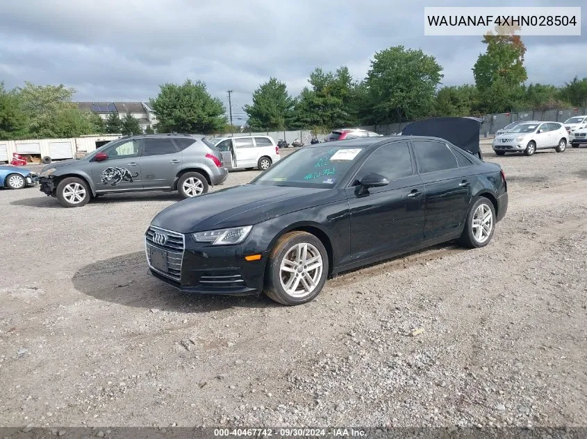 WAUANAF4XHN028504 2017 Audi A4 2.0T Premium