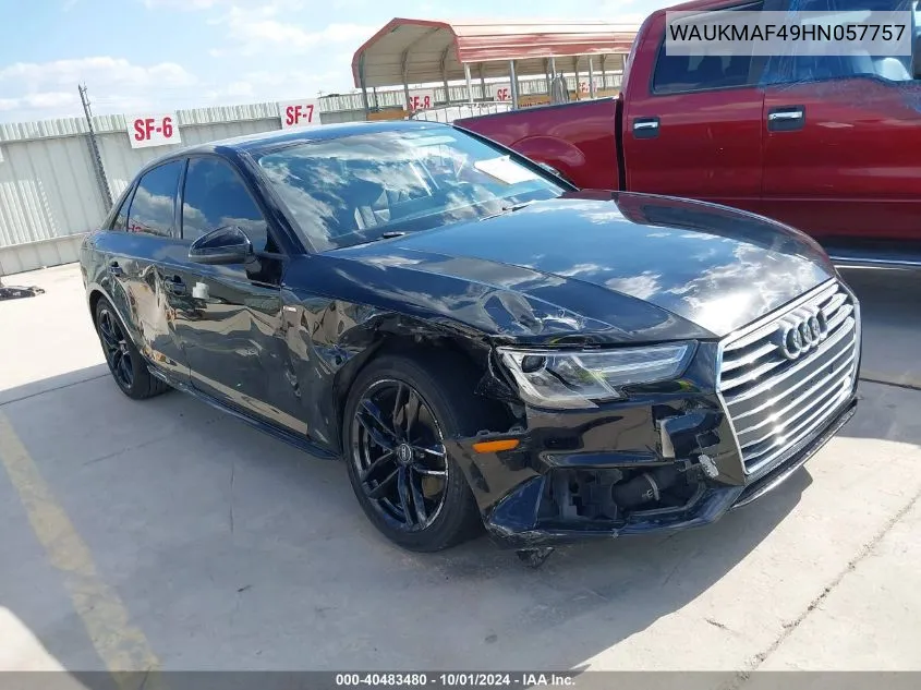 2017 Audi A4 2.0T Season Of Audi Ultra Premium VIN: WAUKMAF49HN057757 Lot: 40483480