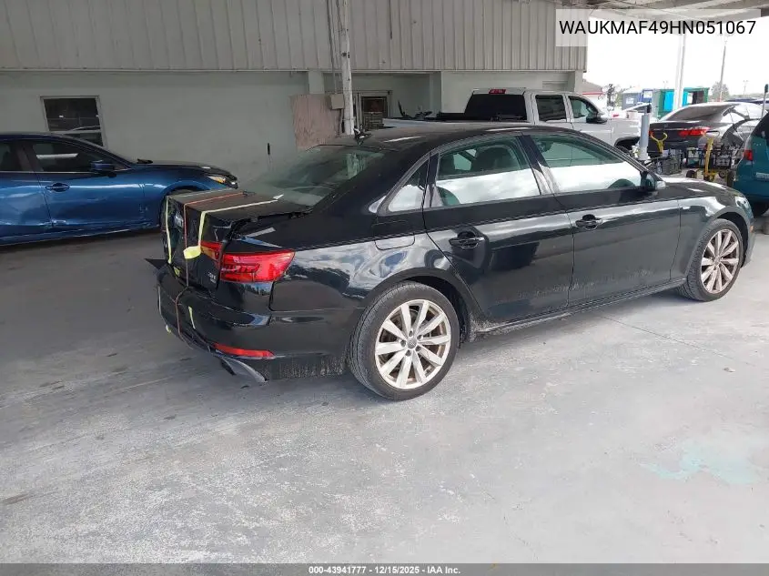WAUKMAF49HN051067 2017 Audi A4 2.0T Season Of Audi Ultra Premium