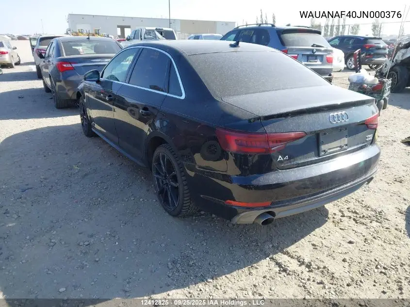 WAUANAF40JN000376 2018 Audi A4