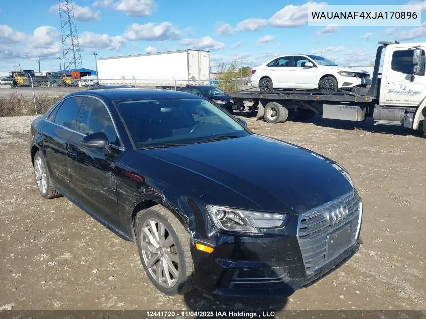 WAUANAF4XJA170896 2018 Audi A4 2.0T Komfort