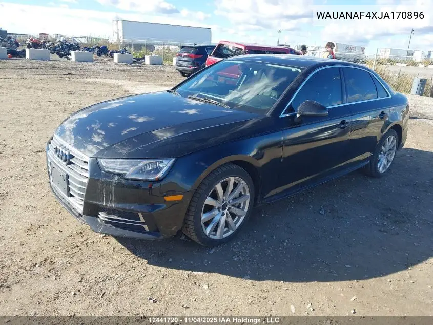WAUANAF4XJA170896 2018 Audi A4 2.0T Komfort