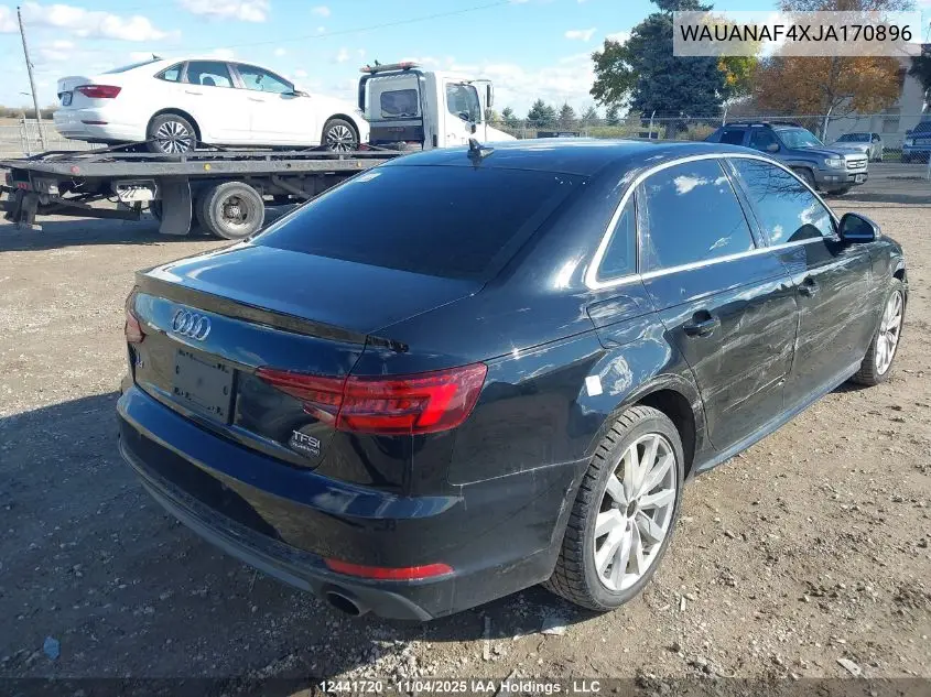 WAUANAF4XJA170896 2018 Audi A4 2.0T Komfort
