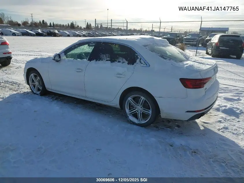 WAUANAF41JA147765 2018 Audi A4 Komfort