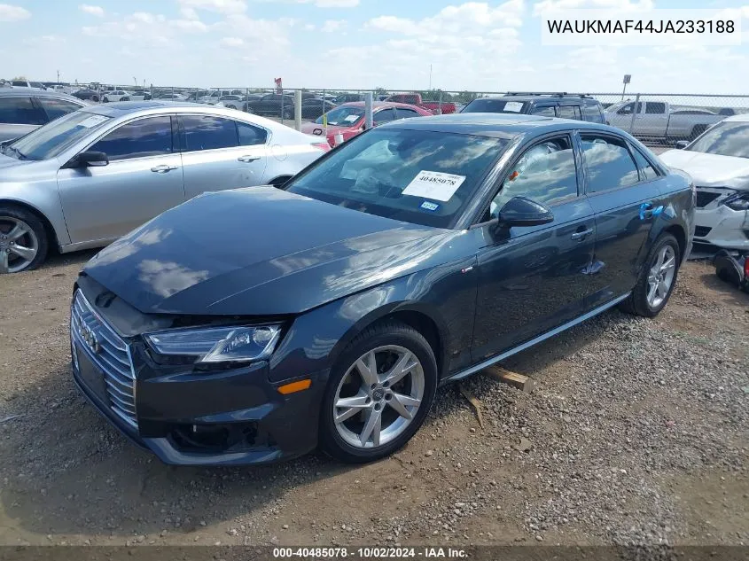 2018 Audi A4 2.0T Tech Ultra Premium/2.0T Ultra Premium VIN: WAUKMAF44JA233188 Lot: 40485078