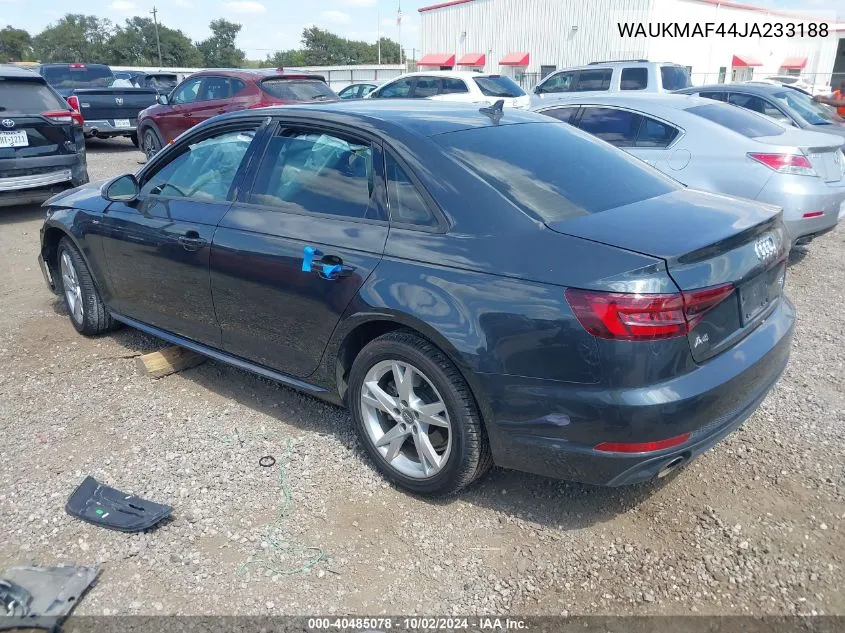 2018 Audi A4 2.0T Tech Ultra Premium/2.0T Ultra Premium VIN: WAUKMAF44JA233188 Lot: 40485078