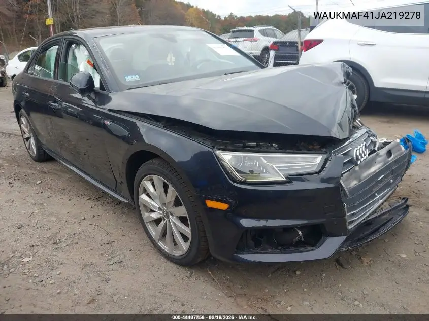 WAUKMAF41JA219278 2018 Audi A4 2.0T Ultra Premium/Tech Premium