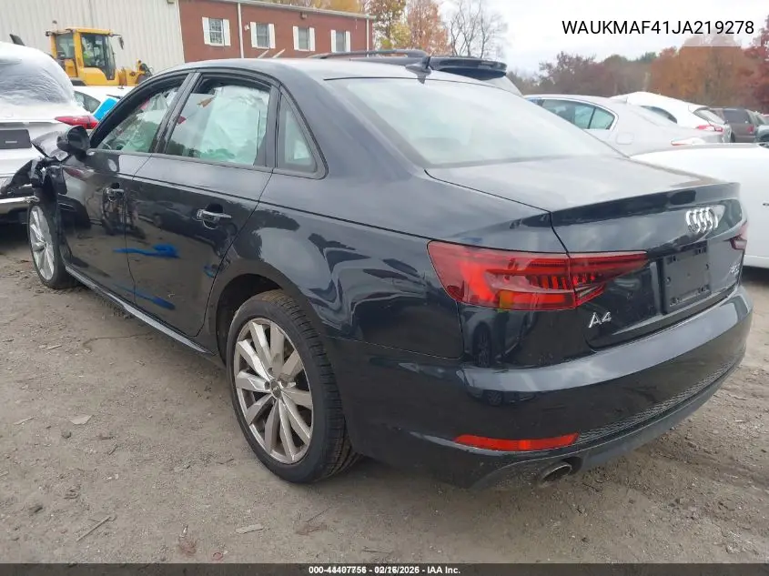 WAUKMAF41JA219278 2018 Audi A4 2.0T Ultra Premium/Tech Premium