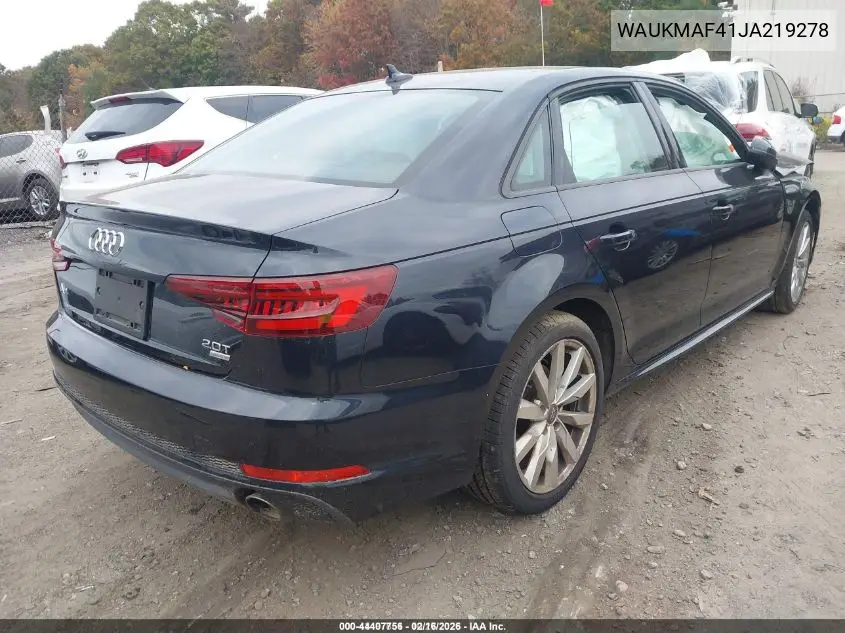 WAUKMAF41JA219278 2018 Audi A4 2.0T Ultra Premium/Tech Premium