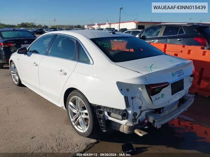 WAUEAAF43NN015439 2022 Audi A4 Premium Plus 45