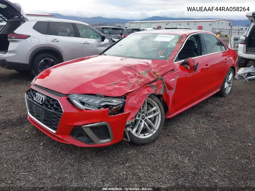 WAUEAAF44RA058264 2024 Audi A4 Premium Plus 45 Tfsi S Line Quattro S Tronic